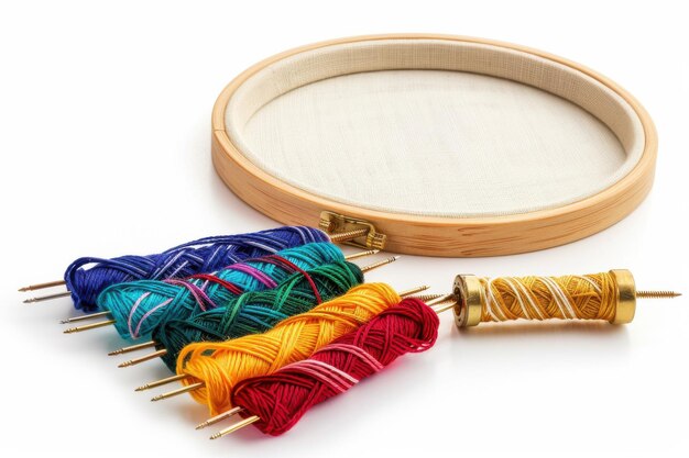 Kolorowe nici i tamborek